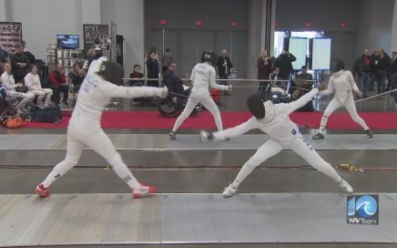 Two fencers face off at the Virginia Beach Natinal American Cup Tournament